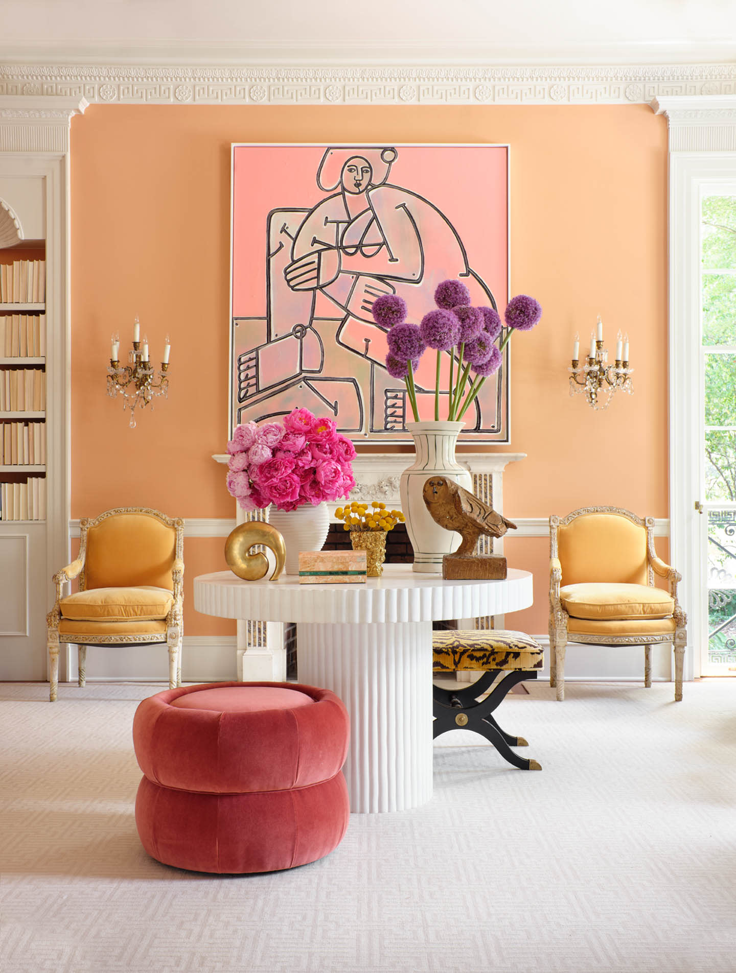 brightly colored and whimsical modern foyer