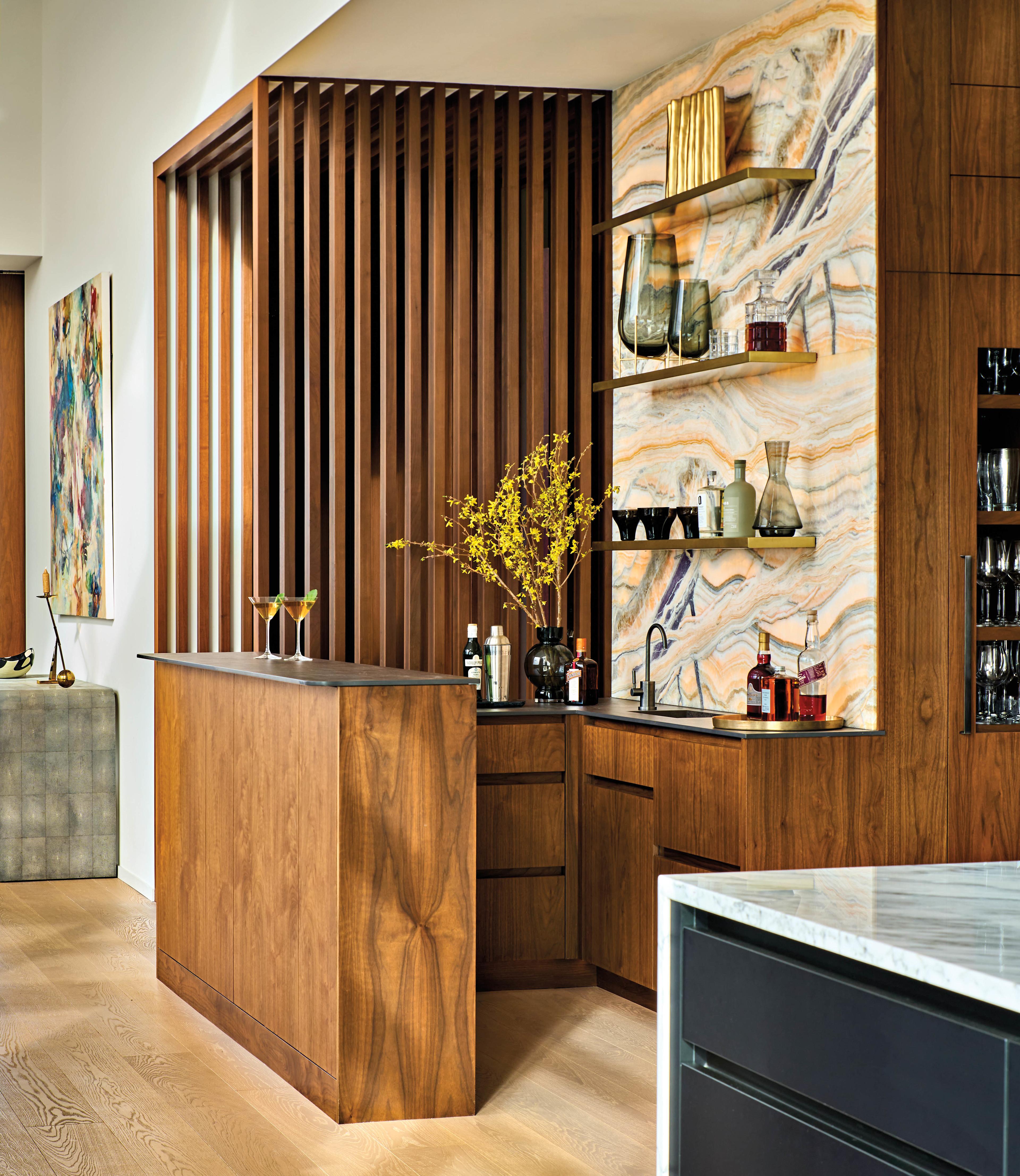 sleek bar area tucked away in a Denver home